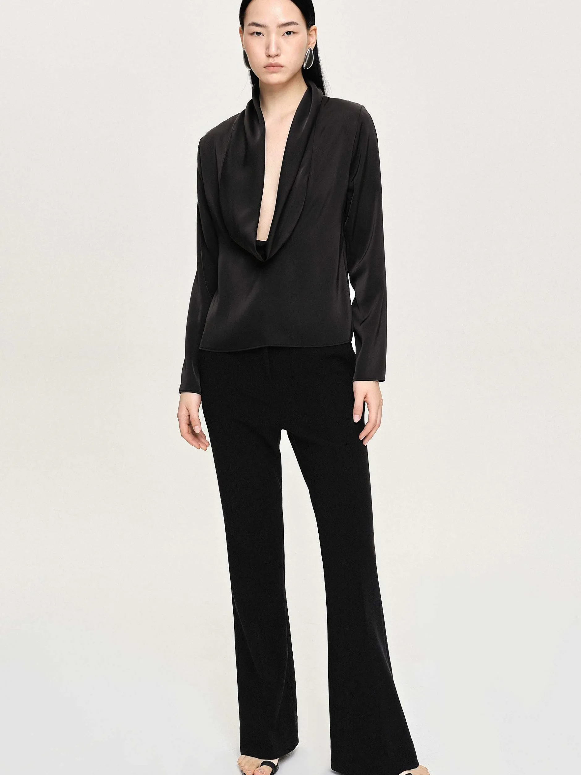 Clothing-Source Unknown Leiva Cowl-Back Blouse, Black