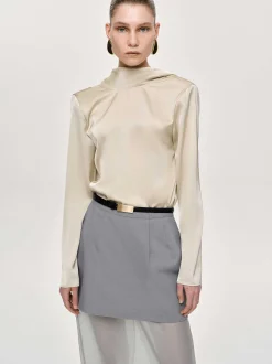 Tops-Source Unknown Leiva Cowl-Back Blouse, Parchment