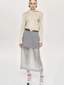 Tops-Source Unknown Leiva Cowl-Back Blouse, Parchment