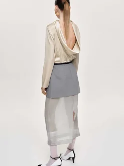 Clothing-Source Unknown Leiva Cowl-Back Blouse, Parchment