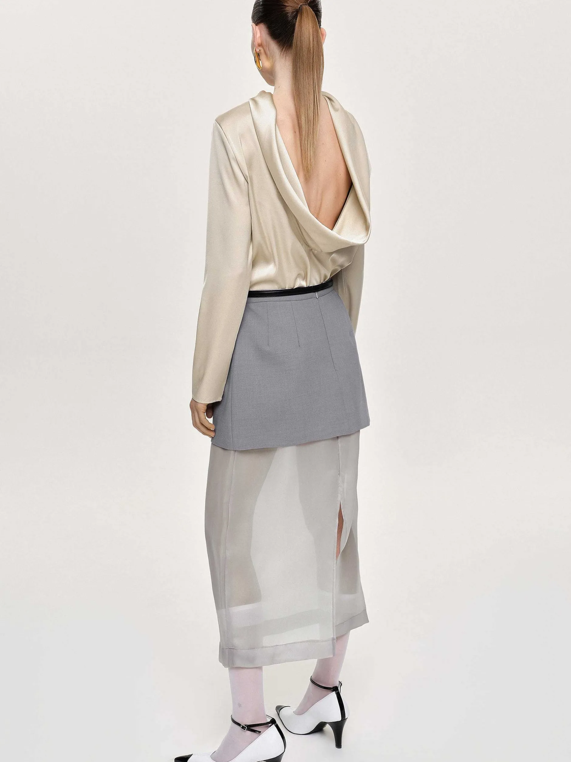 Clothing-Source Unknown Leiva Cowl-Back Blouse, Parchment