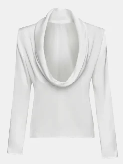 Tops-Source Unknown Leiva Cowl-Back Blouse, White