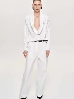 Tops-Source Unknown Leiva Cowl-Back Blouse, White