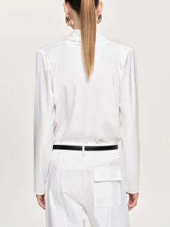 Tops-Source Unknown Leiva Cowl-Back Blouse, White