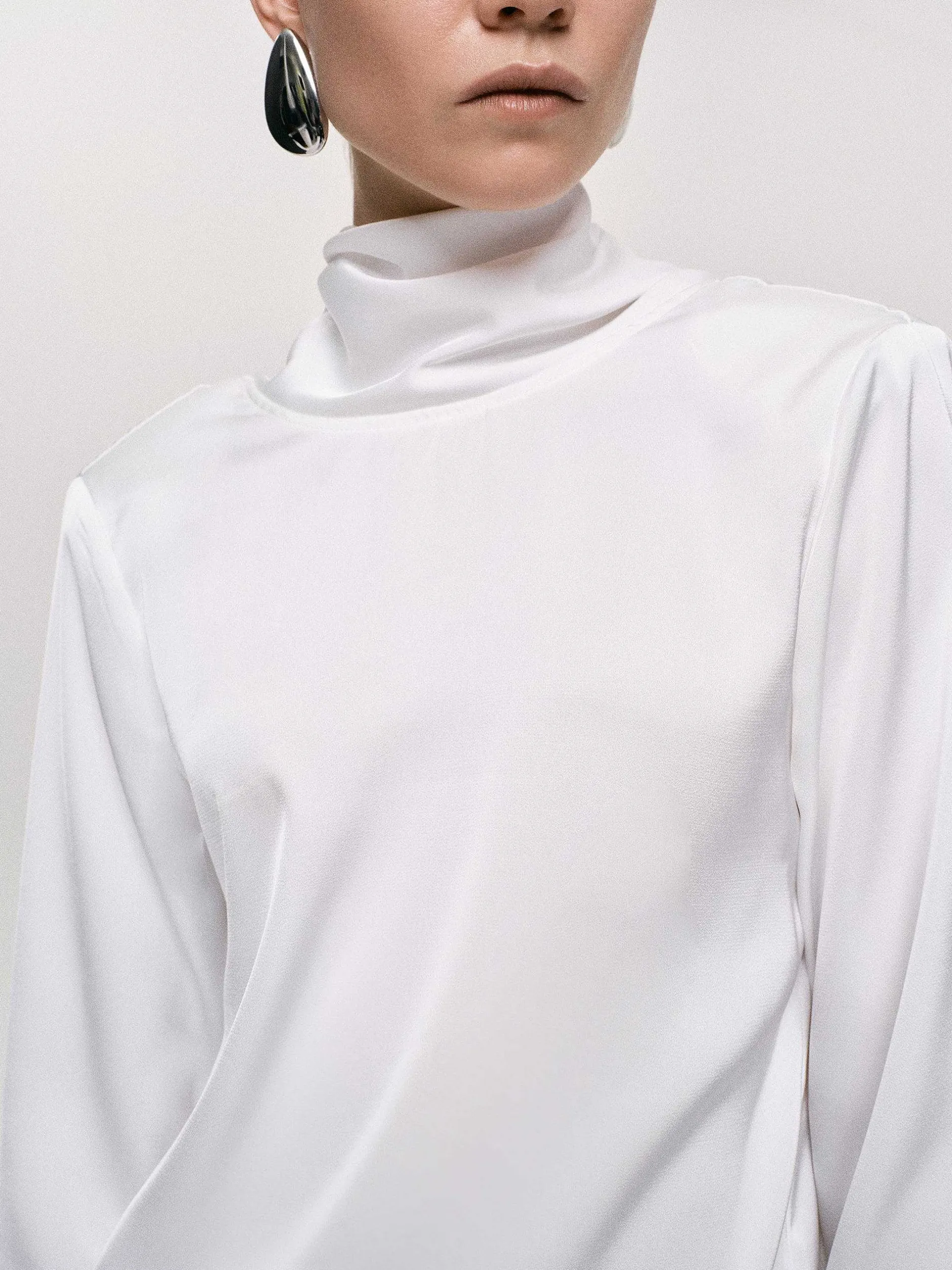 Tops-Source Unknown Leiva Cowl-Back Blouse, White