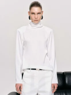 Tops-Source Unknown Leiva Cowl-Back Blouse, White