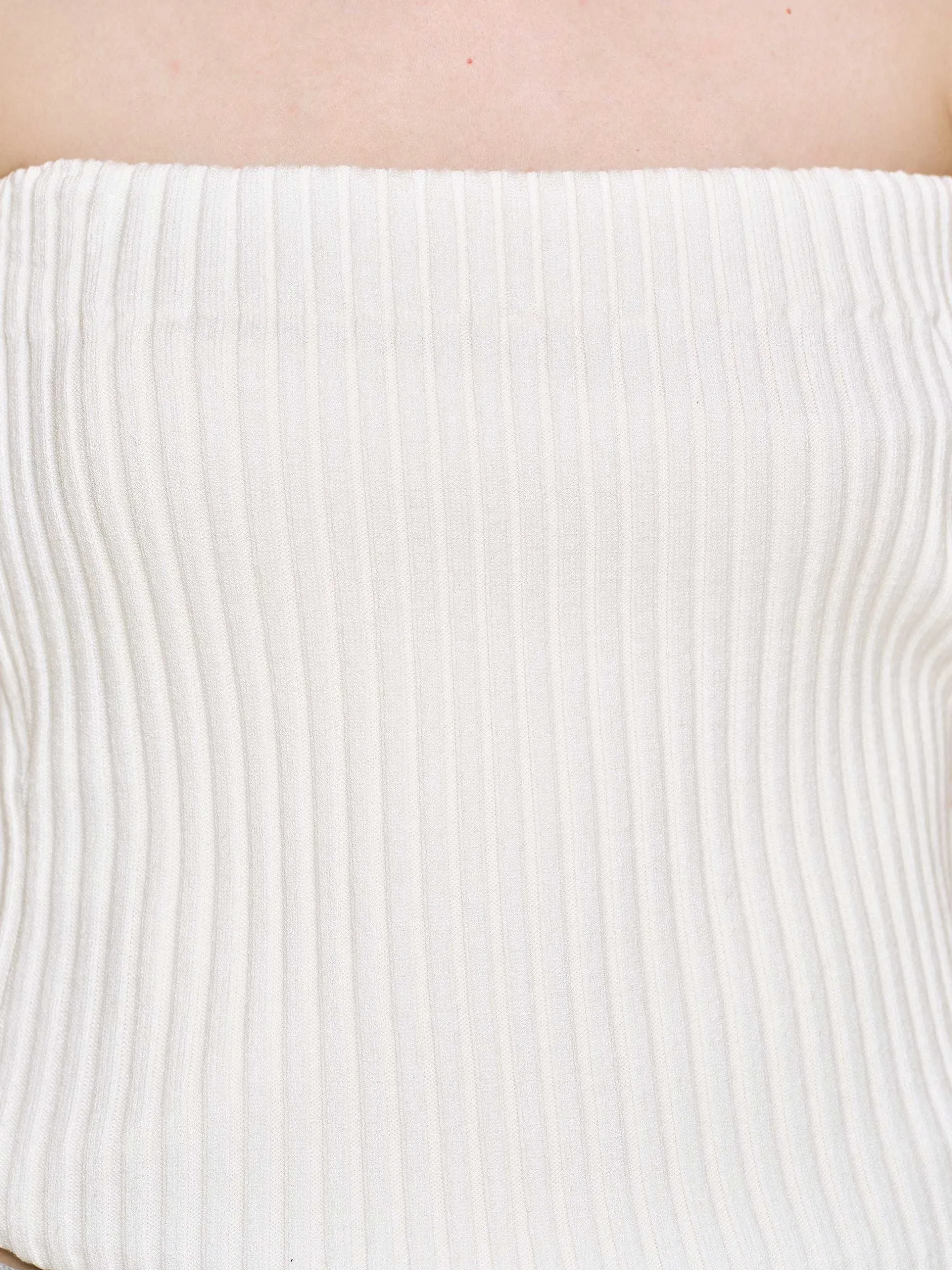 Clothing-Source Unknown Long Split Rib Knit, White