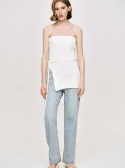 Knitwear-Source Unknown Long Split Rib Knit, White