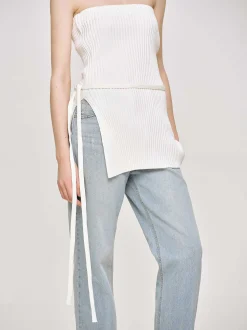 Knitwear-Source Unknown Long Split Rib Knit, White