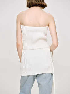 Knitwear-Source Unknown Long Split Rib Knit, White