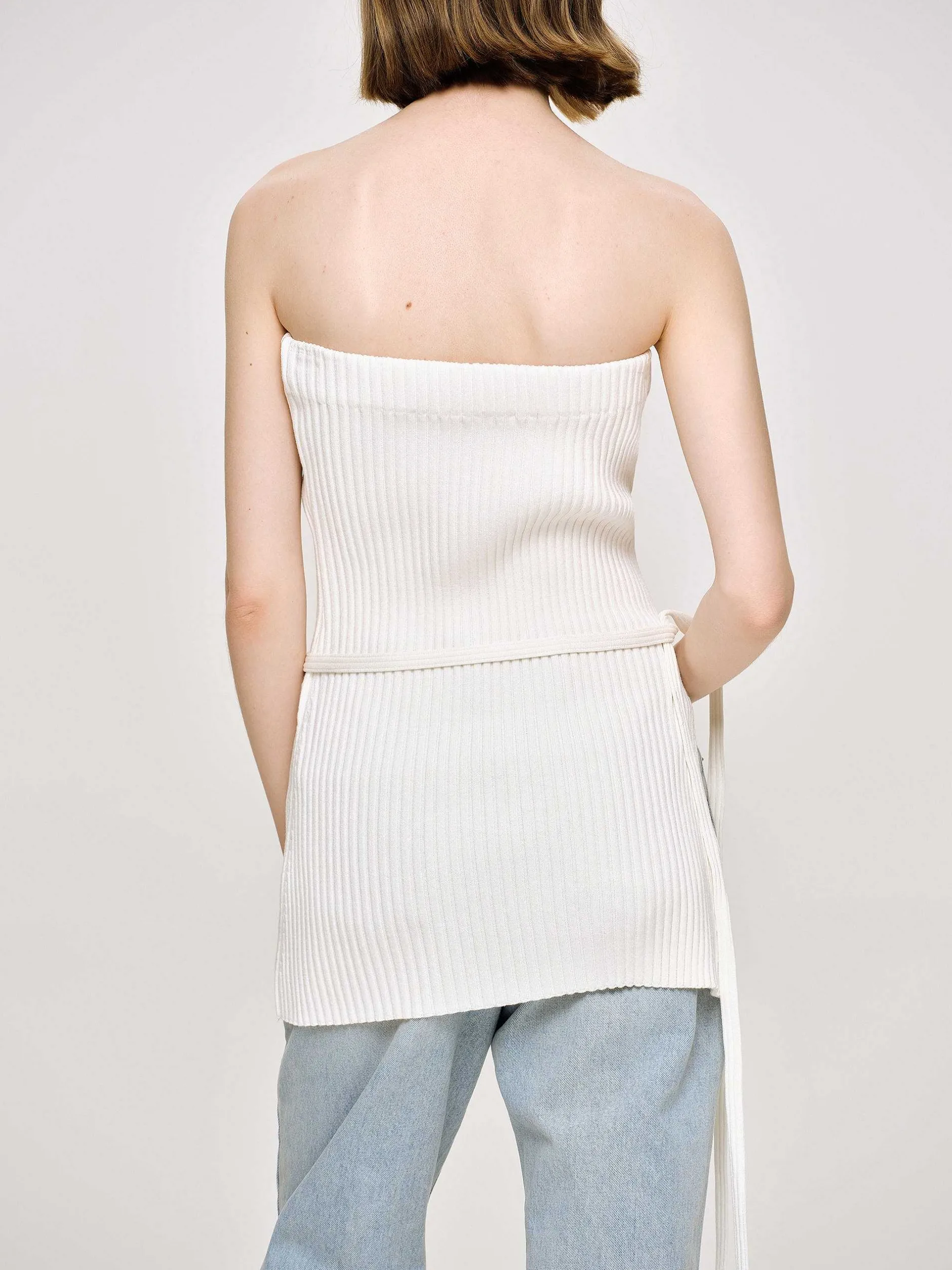 Knitwear-Source Unknown Long Split Rib Knit, White