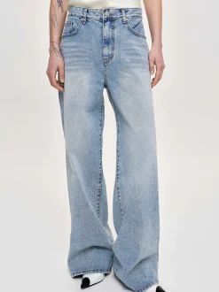 Denim-Source Unknown Long Straight-Leg Jeans, Light Vintage Blue