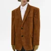 Accessories-Source Unknown Lui Faux Leather Blazer, Rust Brown