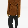 Accessories-Source Unknown Lui Faux Leather Blazer, Rust Brown