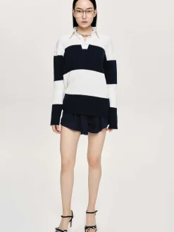 Accessories-Source Unknown Matias Oversized Knit Polo, Navy
