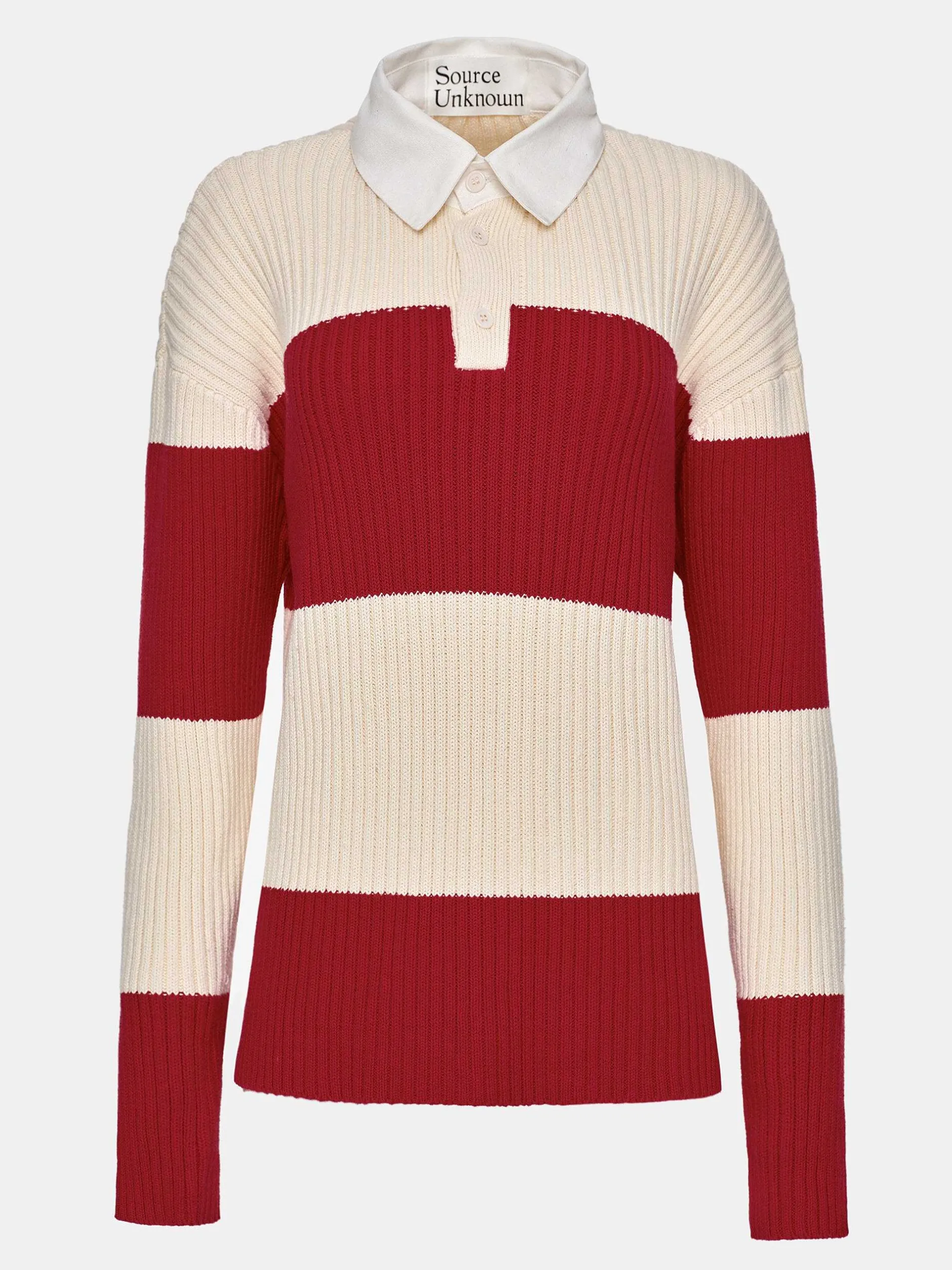 Accessories-Source Unknown Matias Oversized Knit Polo, Red