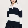 Accessories-Source Unknown Matias Oversized Knit Polo, Navy