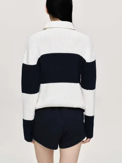Accessories-Source Unknown Matias Oversized Knit Polo, Navy