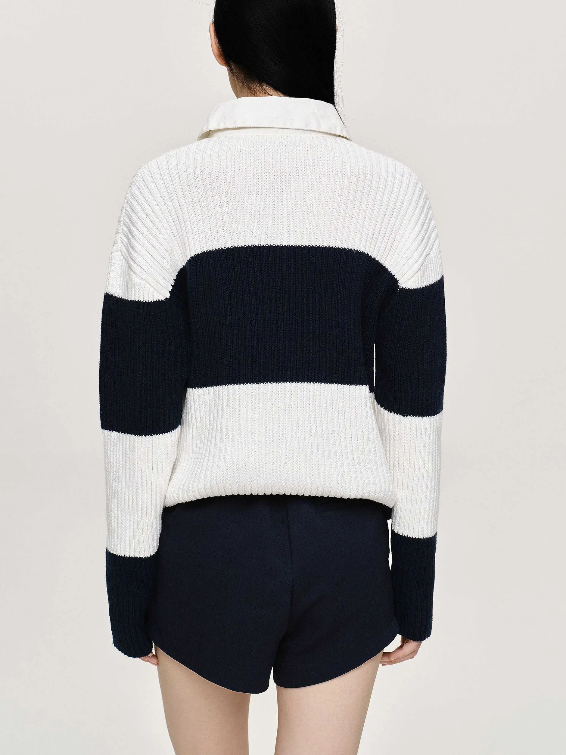 Accessories-Source Unknown Matias Oversized Knit Polo, Navy