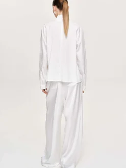 Tops-Source Unknown Mesash Twisted Scarf Blouse, White