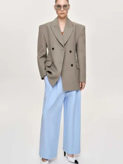 Clothing-Source Unknown Messi Double Breasted Blazer, Dune
