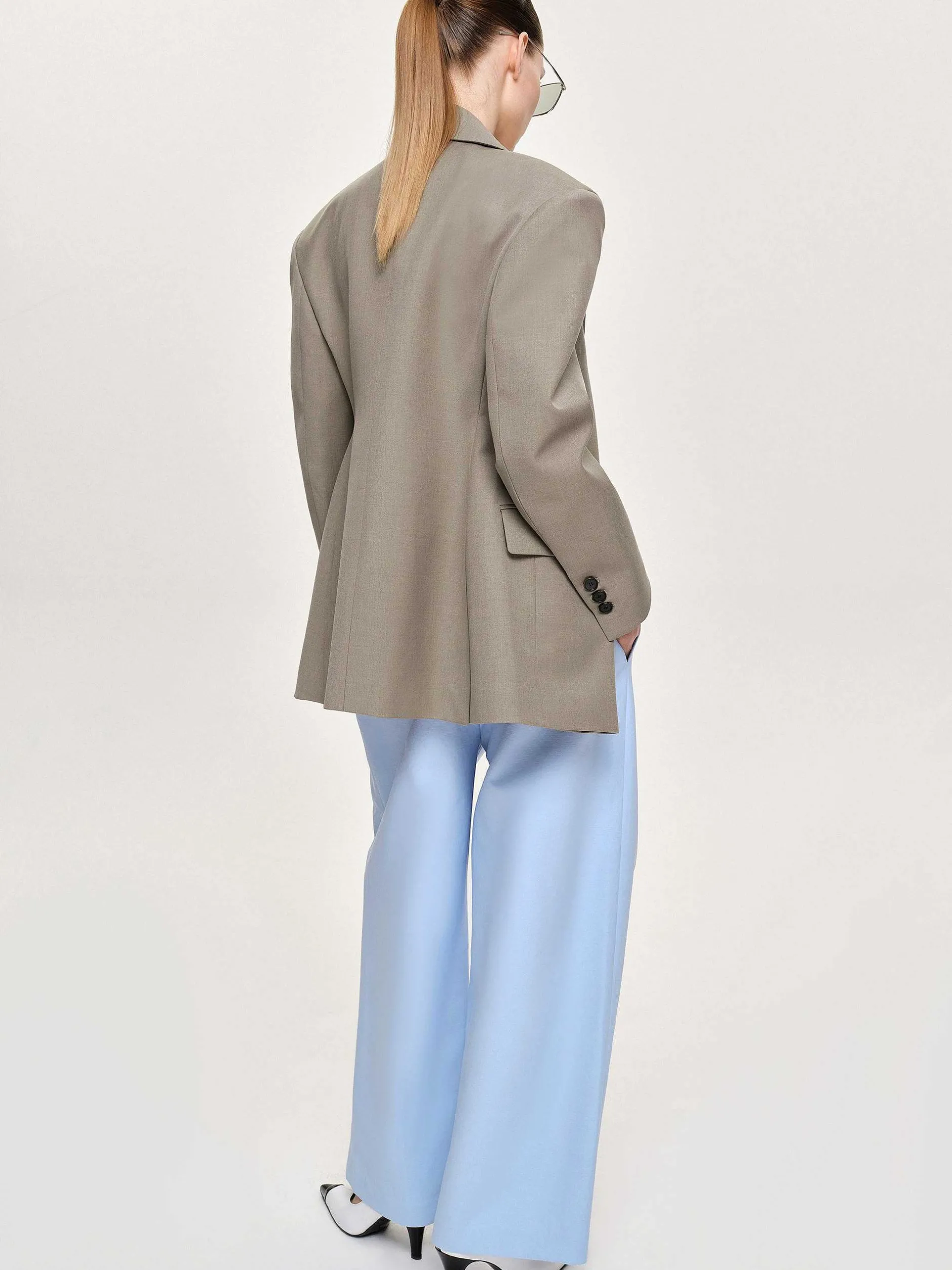 Outerwear-Source Unknown Messi Double Breasted Blazer, Dune