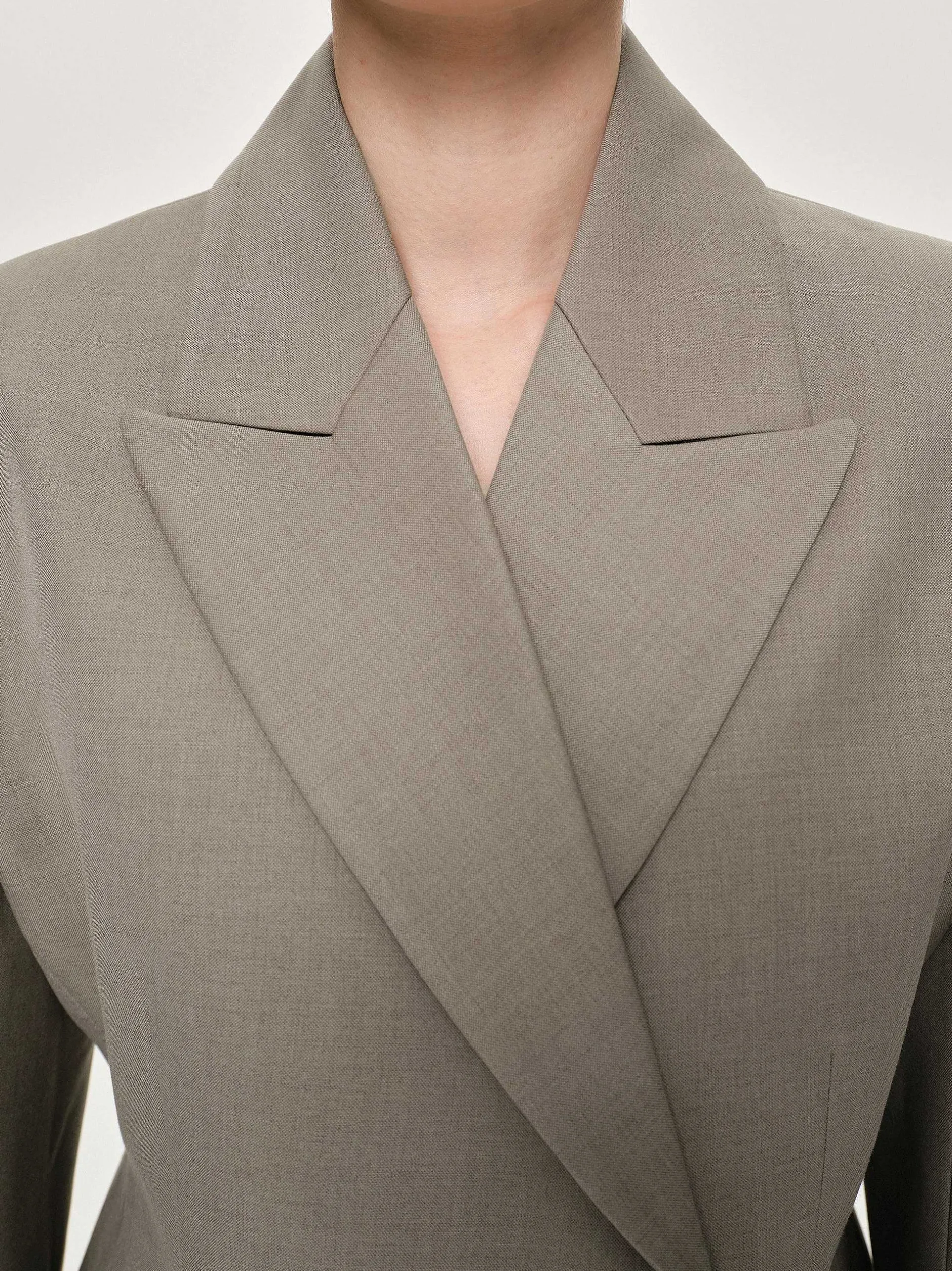Outerwear-Source Unknown Messi Double Breasted Blazer, Dune