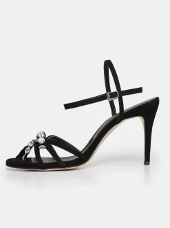 Shoes & Bags-Source Unknown Micol Open Toe Jeweled Heel Sandals, Black