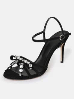 Shoes & Bags-Source Unknown Micol Open Toe Jeweled Heel Sandals, Black