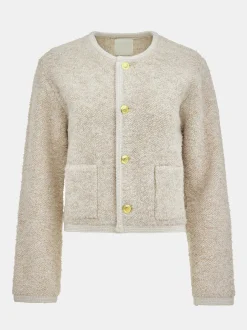 Clothing-Source Unknown Mogador Shearing Wool Cardigan, Beige Melange