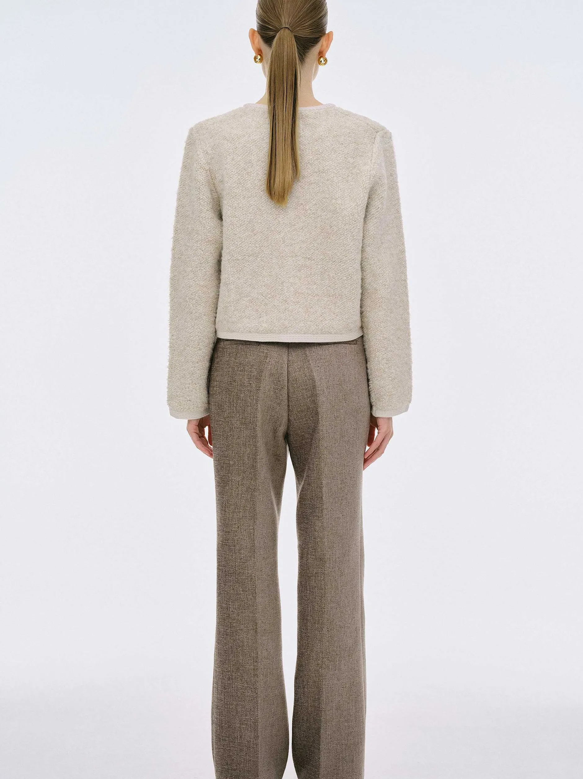 Knitwear-Source Unknown Mogador Shearing Wool Cardigan, Beige Melange