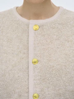 Knitwear-Source Unknown Mogador Shearing Wool Cardigan, Beige Melange
