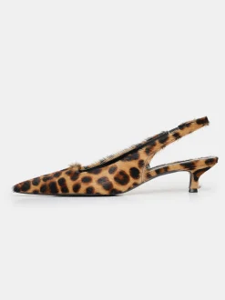 Shoes & Bags-Source Unknown Nalita Cow-Hair Slingback Pumps, Leo Brown