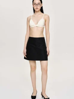 Clothing-Source Unknown Nylon Suit Miniskirt, Black