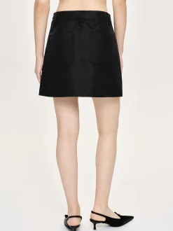 Clothing-Source Unknown Nylon Suit Miniskirt, Black