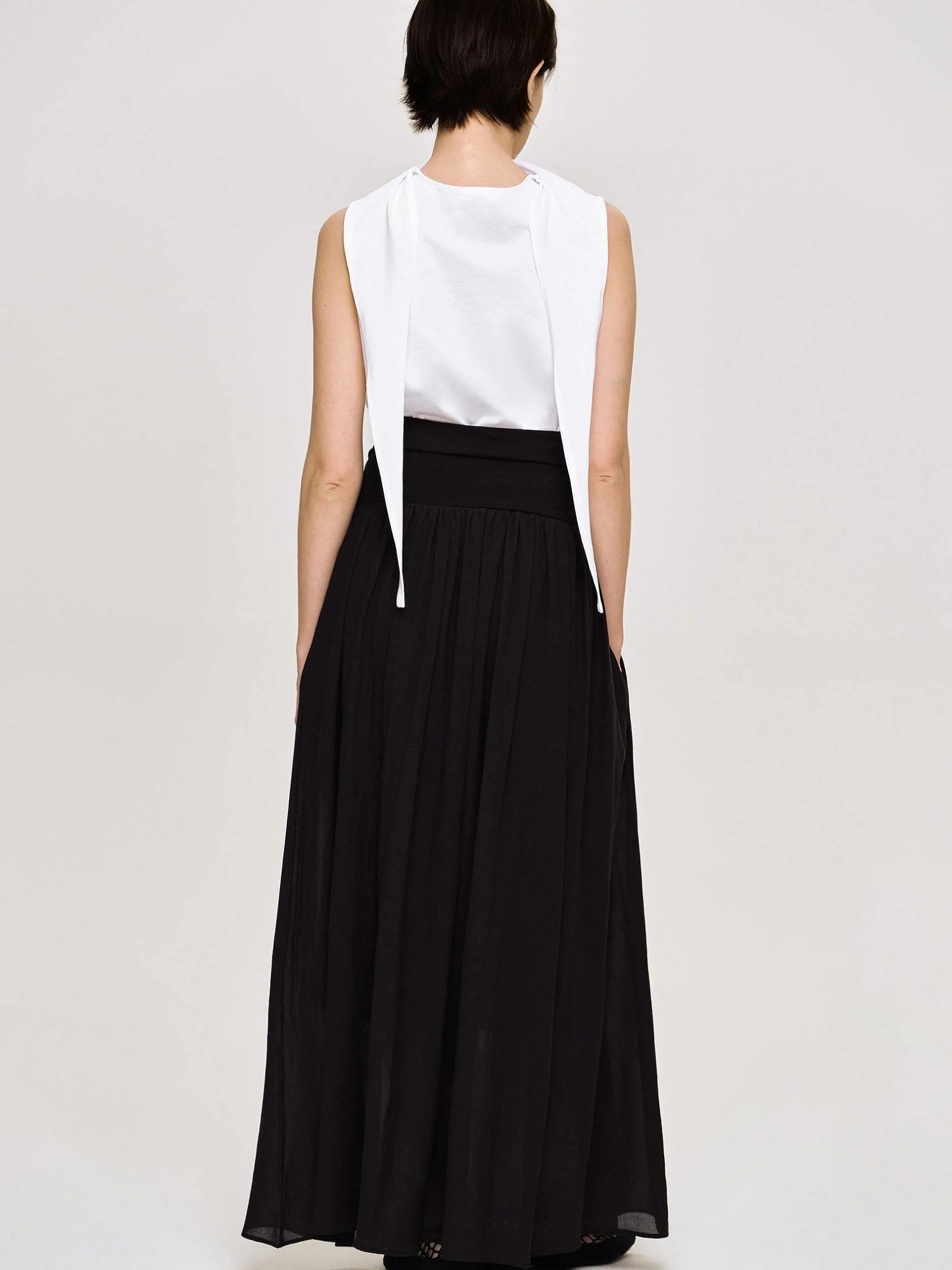 Bottoms-Source Unknown Ocelia Drop Waist Maxi Skirt, Black