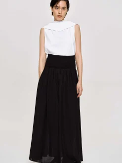 Bottoms-Source Unknown Ocelia Drop Waist Maxi Skirt, Black
