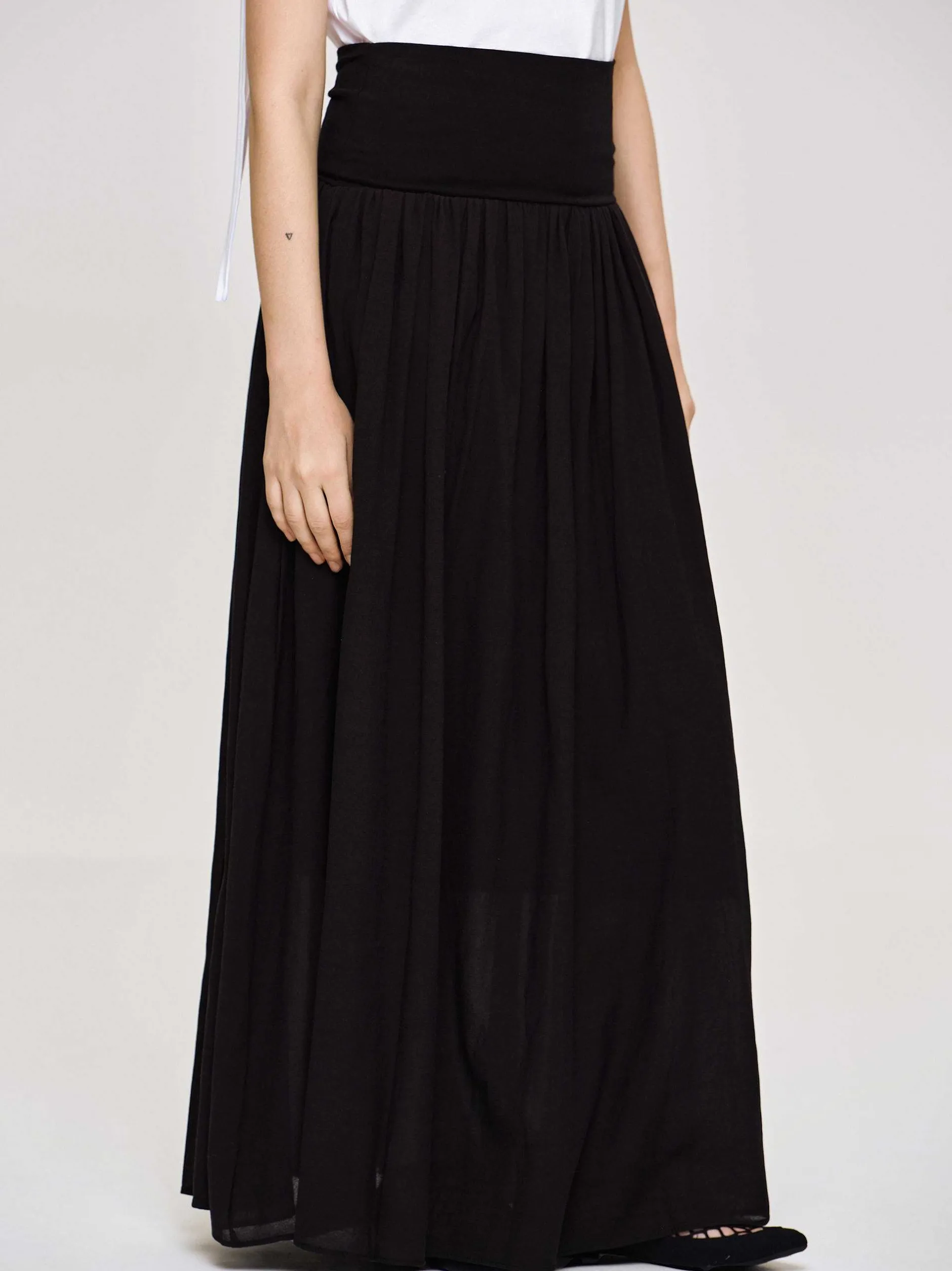Bottoms-Source Unknown Ocelia Drop Waist Maxi Skirt, Black