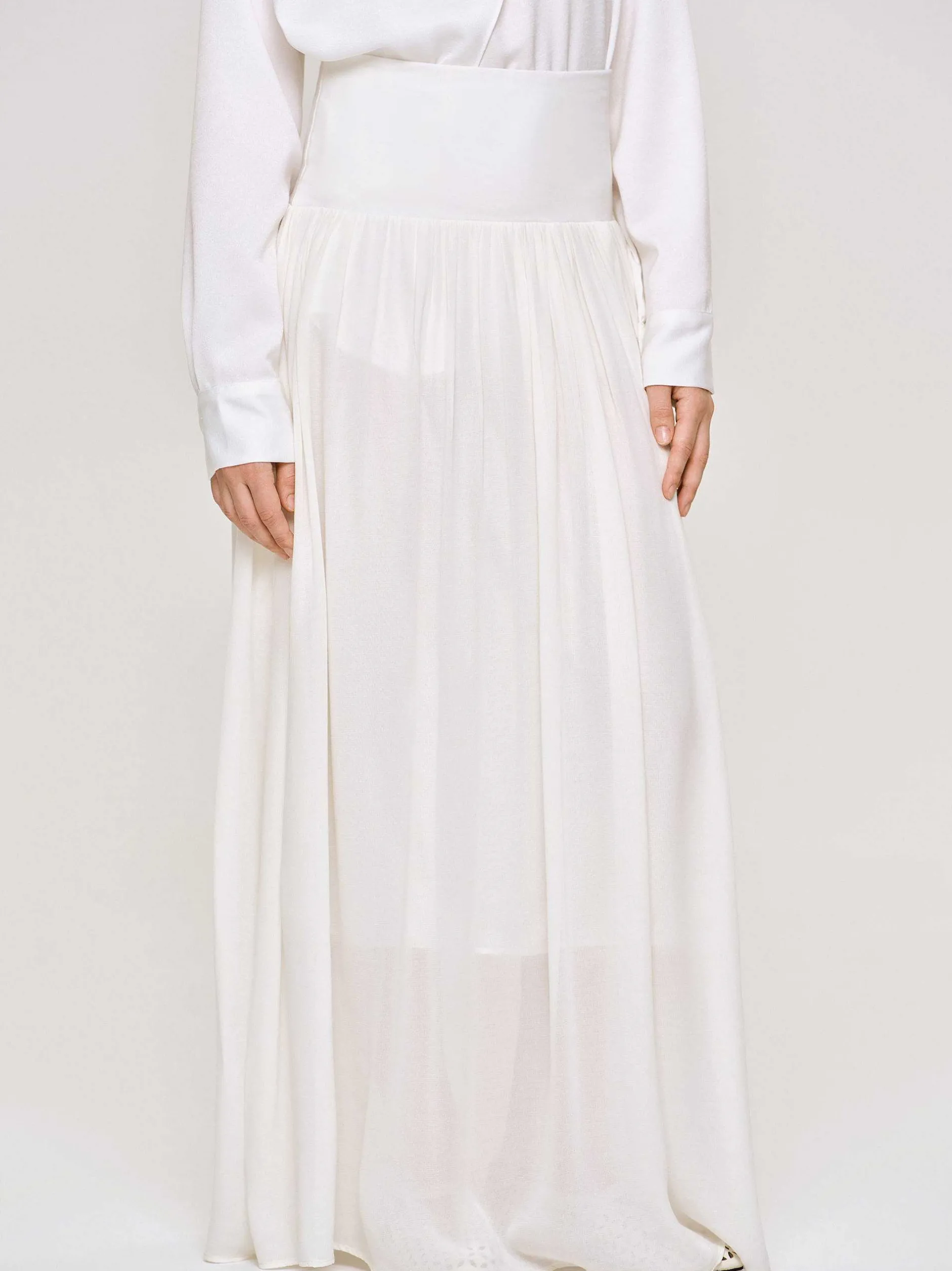 Clothing-Source Unknown Ocelia Drop Waist Maxi Skirt, White
