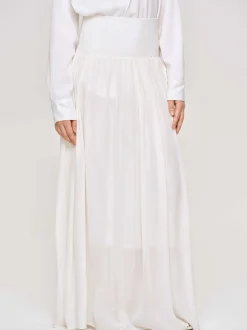 Bottoms-Source Unknown Ocelia Drop Waist Maxi Skirt, White