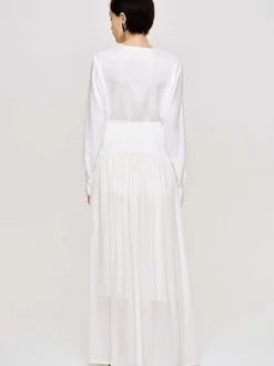 Bottoms-Source Unknown Ocelia Drop Waist Maxi Skirt, White