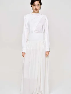 Bottoms-Source Unknown Ocelia Drop Waist Maxi Skirt, White