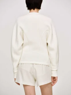Accessories-Source Unknown Offset Button Jacket, Cream