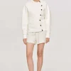 Accessories-Source Unknown Offset Button Jacket, Cream