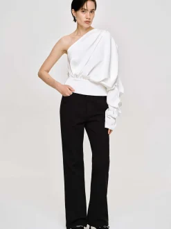 Clothing-Source Unknown One-Shoulder Blouse, White