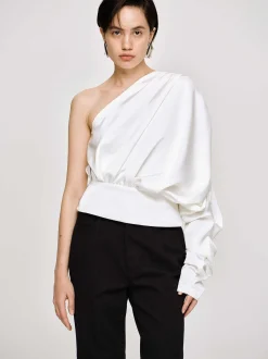 Clothing-Source Unknown One-Shoulder Blouse, White