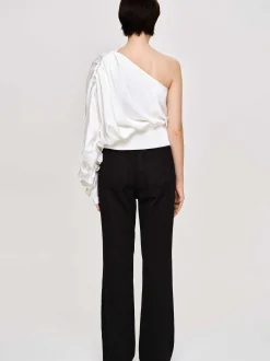 Clothing-Source Unknown One-Shoulder Blouse, White