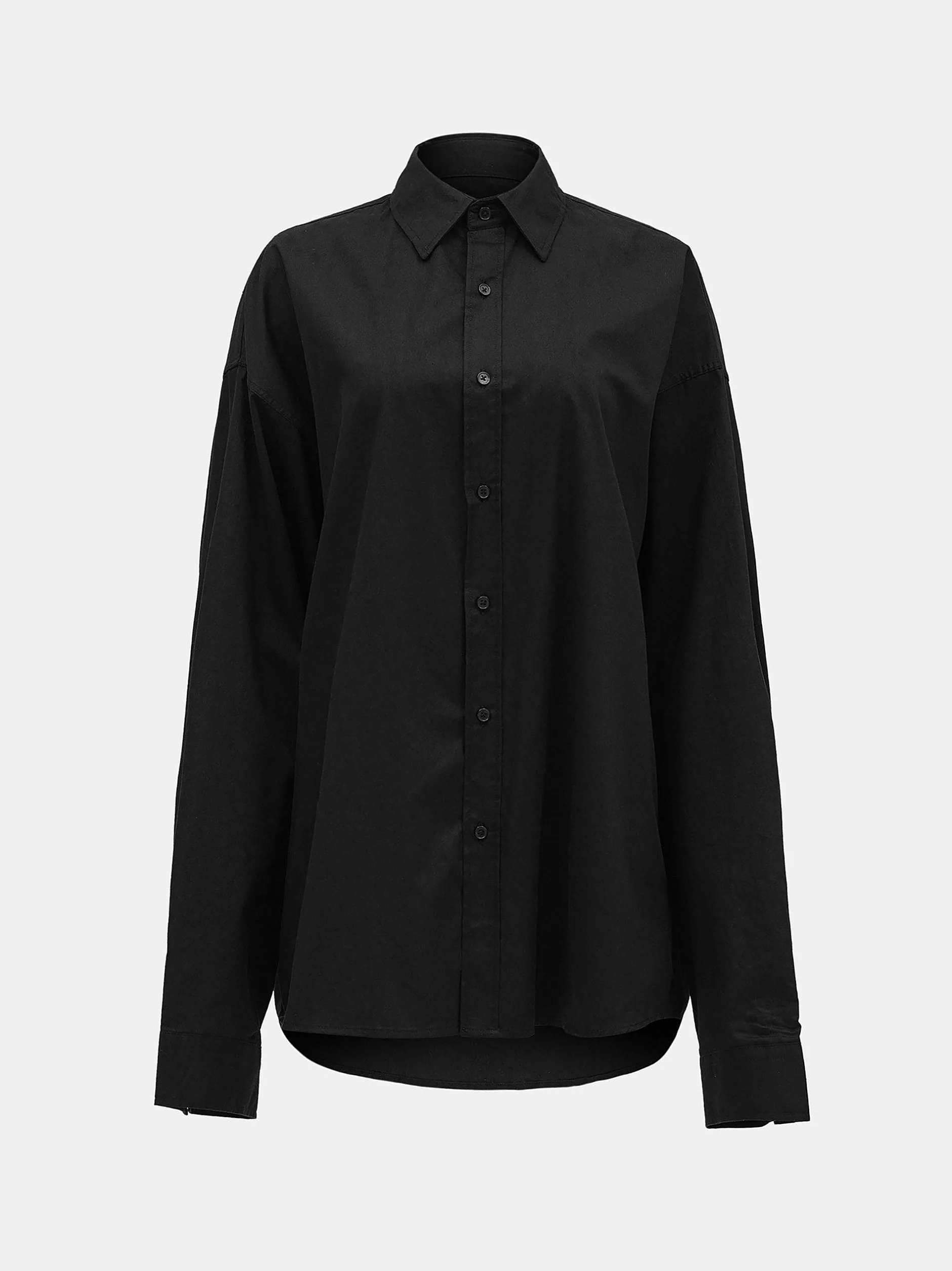 Accessories-Source Unknown Over-Fit Cotton Shirt, Black