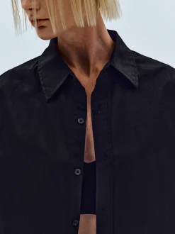 Accessories-Source Unknown Over-Fit Cotton Shirt, Black