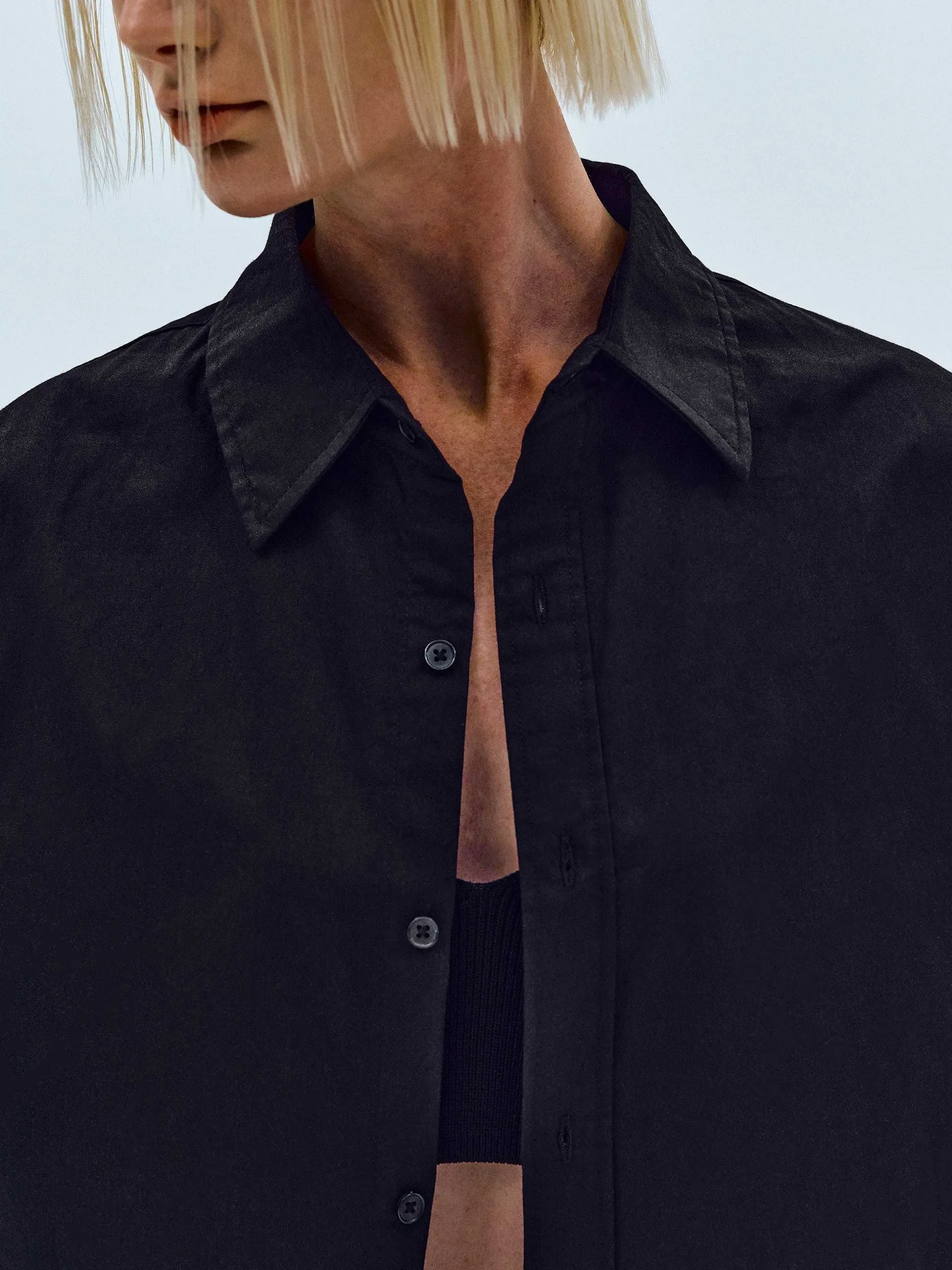Accessories-Source Unknown Over-Fit Cotton Shirt, Black
